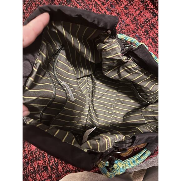 ROTUNDA Black Women's Shoulder Bag Chain & Rope Accents Magnetic Closure - Picture 2 of 3